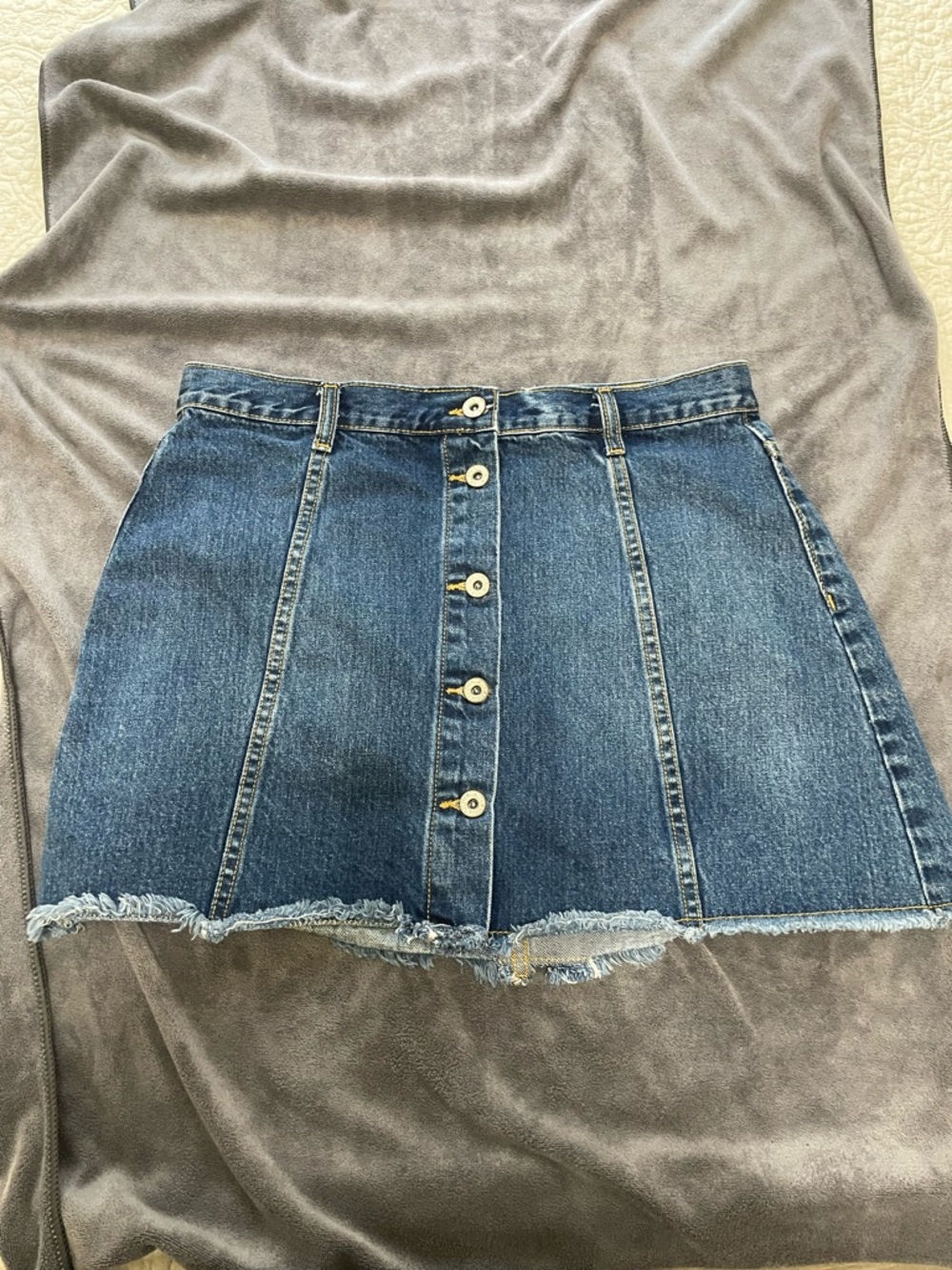 Forever 21 Dark Blue Denim Button-Front Mini Skirt